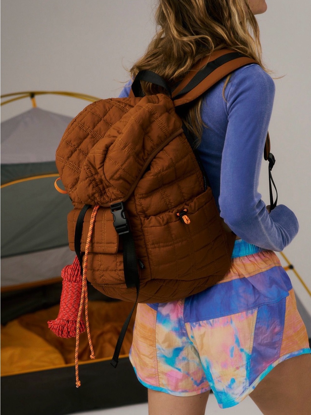FP Movement by Free People Quilted Rust Backpack with Black Straps